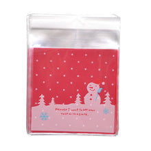 Load image into Gallery viewer, 50Pcs 10x10cm Christmas Candy Cookie Gift Bags Plastic Self-adhesive Biscuits Snack Packaging Bags Xmas Party Decoration Favors
