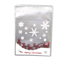 Load image into Gallery viewer, 50Pcs 10x10cm Christmas Candy Cookie Gift Bags Plastic Self-adhesive Biscuits Snack Packaging Bags Xmas Party Decoration Favors

