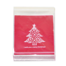 Load image into Gallery viewer, 50Pcs 10x10cm Christmas Candy Cookie Gift Bags Plastic Self-adhesive Biscuits Snack Packaging Bags Xmas Party Decoration Favors
