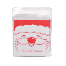 Load image into Gallery viewer, 50Pcs 10x10cm Christmas Candy Cookie Gift Bags Plastic Self-adhesive Biscuits Snack Packaging Bags Xmas Party Decoration Favors
