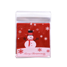 Load image into Gallery viewer, 50Pcs 10x10cm Christmas Candy Cookie Gift Bags Plastic Self-adhesive Biscuits Snack Packaging Bags Xmas Party Decoration Favors
