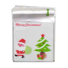 Load image into Gallery viewer, 50Pcs 10x10cm Christmas Candy Cookie Gift Bags Plastic Self-adhesive Biscuits Snack Packaging Bags Xmas Party Decoration Favors
