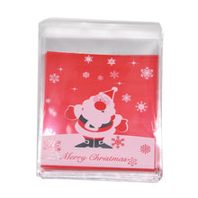 Load image into Gallery viewer, 50Pcs 10x10cm Christmas Candy Cookie Gift Bags Plastic Self-adhesive Biscuits Snack Packaging Bags Xmas Party Decoration Favors
