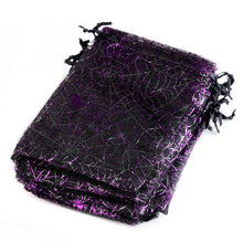 Load image into Gallery viewer, 50pcs 10x15cm Organza Halloween Gift Bags Spider Web Shape Jewelry Packaging Bags Wedding Party Present Drawable Packing Bags
