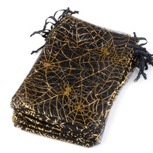 Load image into Gallery viewer, 50pcs 10x15cm Organza Halloween Gift Bags Spider Web Shape Jewelry Packaging Bags Wedding Party Present Drawable Packing Bags
