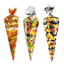 Load image into Gallery viewer, 50Pcs Halloween Cone Bag Pumpkin Bat Spider Triangle-shape Candy Bags Halloween Gift Favors Package Treat Or Trick Candy Pocket
