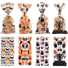 Load image into Gallery viewer, 50Pcs Halloween Plastic Candy Bags with Twists Cookies Snacks Gift Packaging Bag Halloween Party Decor Supplies Trick Or Treat
