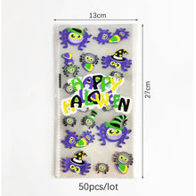 Load image into Gallery viewer, 50Pcs Halloween Transparent Plastic Gift Bag Bat Pumpkin PVC Candy Cookies Packaging Bag for Halloween Trick or Treat Kids Favor
