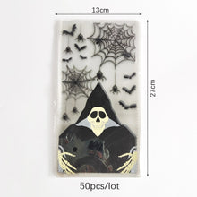 Load image into Gallery viewer, 50Pcs Halloween Transparent Plastic Gift Bag Bat Pumpkin PVC Candy Cookies Packaging Bag for Halloween Trick or Treat Kids Favor
