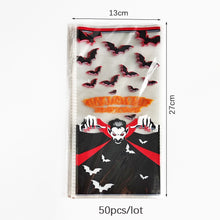 Load image into Gallery viewer, 50Pcs Halloween Transparent Plastic Gift Bag Bat Pumpkin PVC Candy Cookies Packaging Bag for Halloween Trick or Treat Kids Favor
