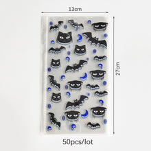 Load image into Gallery viewer, 50Pcs Halloween Transparent Plastic Gift Bag Bat Pumpkin PVC Candy Cookies Packaging Bag for Halloween Trick or Treat Kids Favor
