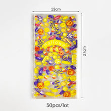 Load image into Gallery viewer, 50Pcs Halloween Transparent Plastic Gift Bag Bat Pumpkin PVC Candy Cookies Packaging Bag for Halloween Trick or Treat Kids Favor
