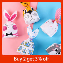 Load image into Gallery viewer, 50Pcs Cute Rabbit Ear Bags Cookies Candy Gift Plastic Bags Hallowen Baking Packaging for Biscuits Snack Party Supplies
