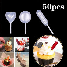 Load image into Gallery viewer, 50 Pcs/pack Dessert Juice Straw Dropper Flow Heart Clip Jam Straw Burette Dessert Kitchen Baking Decoration Cake Baking Tool
