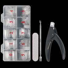 Load image into Gallery viewer, Half Cover False Nails Tips, 500pcs Acrylic Fake Nail Manicure Sets, French Style Artificial Nails with Designs For Nail Art

