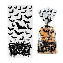 Load image into Gallery viewer, 50Pcs Hallwoeen Pompoen Schedel Kat Snoep Tas Transparante Cellofaan Voedsel Plastic Pack Gift Bags Halloween Party Decor
