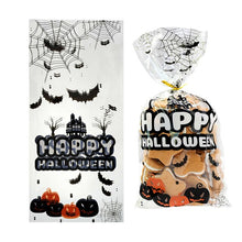 Load image into Gallery viewer, 50Pcs Hallwoeen Pompoen Schedel Kat Snoep Tas Transparante Cellofaan Voedsel Plastic Pack Gift Bags Halloween Party Decor
