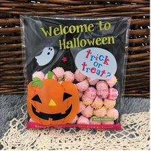 Load image into Gallery viewer, 50pcs Happy Halloween Cookie Candy bread packaging bags self-adhesive plastic bags for biscuits snack baking package 10X10+3cm
