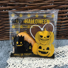 Load image into Gallery viewer, 50pcs Happy Halloween Cookie Candy bread packaging bags self-adhesive plastic bags for biscuits snack baking package 10X10+3cm
