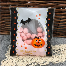 Load image into Gallery viewer, 50pcs Happy Halloween Cookie Candy bread packaging bags self-adhesive plastic bags for biscuits snack baking package 10X10+3cm
