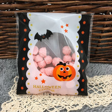 Load image into Gallery viewer, 50pcs Happy Halloween Cookie Candy bread packaging bags self-adhesive plastic bags for biscuits snack baking package 10X10+3cm
