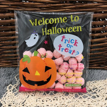 Load image into Gallery viewer, 50pcs Happy Halloween Cookie Candy bread packaging bags self-adhesive plastic bags for biscuits snack baking package 10X10+3cm
