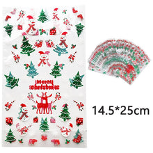 Load image into Gallery viewer, 50pcs Santa Claus Christmas Tree Elk Plastic Gift Bags for Christmas Gift Baking Candy Cookie Easter Egg Rabbit Packaging Bags
