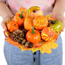 Load image into Gallery viewer, 50Pcs/Lot Mini Simulation Pumpkin Gourd Maple Leaf Pine Cones Props Happy Halloween Harvest Thanksgiving Party Home Decoration
