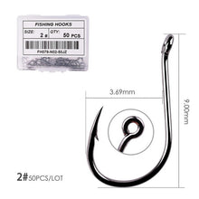 Load image into Gallery viewer, 50pcs / 20pcs / Box Circle Carp Eyed Fishing Hook Size 2-22# Ring eye Japan Fishhooks Fishing Hooks Single Jig Fish Hook Tackle
