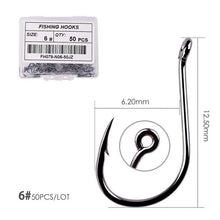 Load image into Gallery viewer, 50pcs / 20pcs / Box Circle Carp Eyed Fishing Hook Size 2-22# Ring eye Japan Fishhooks Fishing Hooks Single Jig Fish Hook Tackle
