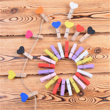 Load image into Gallery viewer, 50pcs/lot Red Heart Love Wooden Clothes Photo Paper Peg Pin Mini Clothespin Postcard Clips Home Wedding Decoration Stationery
