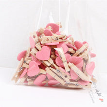 Load image into Gallery viewer, 50pcs/lot Red Heart Love Wooden Clothes Photo Paper Peg Pin Mini Clothespin Postcard Clips Home Wedding Decoration Stationery
