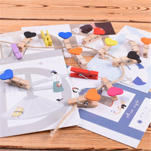 Load image into Gallery viewer, 50pcs/lot Red Heart Love Wooden Clothes Photo Paper Peg Pin Mini Clothespin Postcard Clips Home Wedding Decoration Stationery
