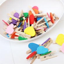 Load image into Gallery viewer, 50pcs/lot Red Heart Love Wooden Clothes Photo Paper Peg Pin Mini Clothespin Postcard Clips Home Wedding Decoration Stationery
