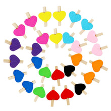 Load image into Gallery viewer, 50pcs/lot Red Heart Love Wooden Clothes Photo Paper Peg Pin Mini Clothespin Postcard Clips Home Wedding Decoration Stationery
