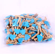 Load image into Gallery viewer, 50pcs/lot Red Heart Love Wooden Clothes Photo Paper Peg Pin Mini Clothespin Postcard Clips Home Wedding Decoration Stationery
