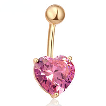 Load image into Gallery viewer, Fashion Heart Belly Button Ring Gold/Silver Plated Surgical Belly Button Piercing Body Jewelry

