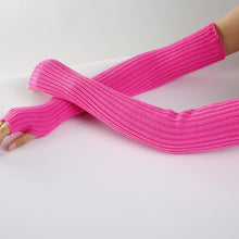 Load image into Gallery viewer, New Solid Color Knitted Wool Men Women Half Finger Open Finger Warm Pile Style Sleeve Cover Gloves
