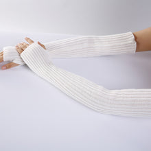 Load image into Gallery viewer, New Solid Color Knitted Wool Men Women Half Finger Open Finger Warm Pile Style Sleeve Cover Gloves
