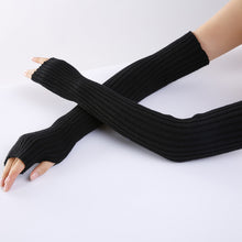 Load image into Gallery viewer, New Solid Color Knitted Wool Men Women Half Finger Open Finger Warm Pile Style Sleeve Cover Gloves
