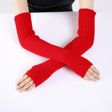 Load image into Gallery viewer, New Solid Color Knitted Wool Men Women Half Finger Open Finger Warm Pile Style Sleeve Cover Gloves
