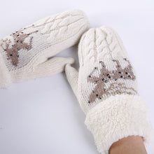 Load image into Gallery viewer, Winter New Christmas Deer Hot Drilling Women's Knitted Wool Finger Warm Gloves
