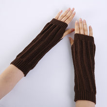 Load image into Gallery viewer, Wool Keep Warm Arm Sleeve Winter Jacquard Hanging Wood Knitted Fingerless Gloves
