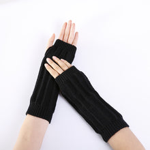 Load image into Gallery viewer, Wool Keep Warm Arm Sleeve Winter Jacquard Hanging Wood Knitted Fingerless Gloves
