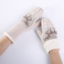 Load image into Gallery viewer, Winter New Christmas Deer Hot Drilling Women's Knitted Wool Finger Warm Gloves
