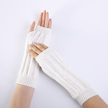 Load image into Gallery viewer, Wool Keep Warm Arm Sleeve Winter Jacquard Hanging Wood Knitted Fingerless Gloves
