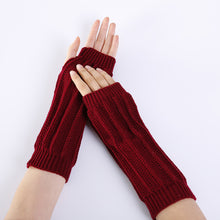 Load image into Gallery viewer, Wool Keep Warm Arm Sleeve Winter Jacquard Hanging Wood Knitted Fingerless Gloves
