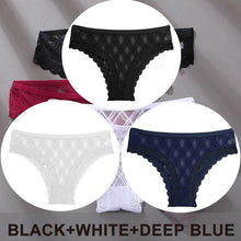 Load image into Gallery viewer, 3Pcs/Set Women's Panties Sexy Lace Lingerie Temptation Underwear Briefs Pespective Woman Thongs Mesh Underpants Female Erotic Underwear

