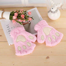 Load image into Gallery viewer, Cute Cartoon Cat's Paw Gloves Unisex Thickened Half Finger Gloves Student Bear Paw Glove
