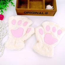 Load image into Gallery viewer, Cute Cartoon Cat's Paw Gloves Unisex Thickened Half Finger Gloves Student Bear Paw Glove
